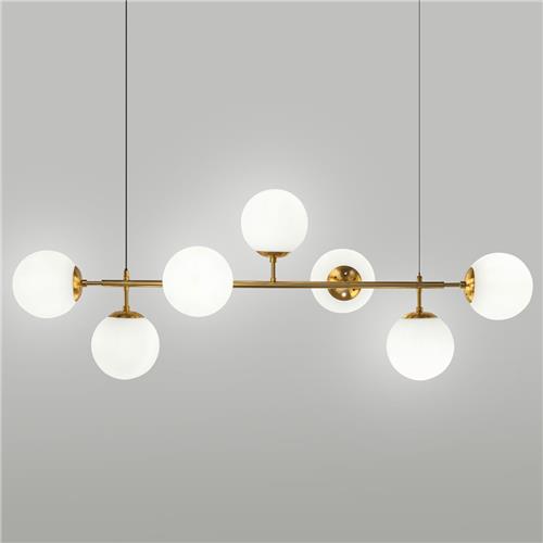 Design hanglamp met 7-lichts melkglazen bollen