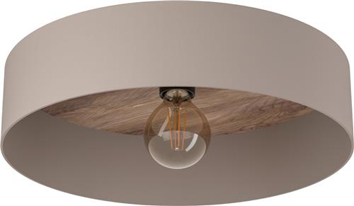 EGLO Duaia Plafondlamp - E27 - Ø 42 cm - Taupe - Hout/Staal - wisselbaar plafondpaneel