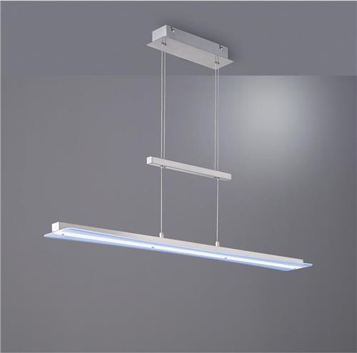 LED Hanglamp - Hangverlichting - Trion Posan - 18W - Aanpasbare Kleur - Dimbaar - Rechthoek - Mat Nikkel - Aluminium