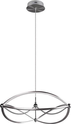 LED Hanglamp - Trion Charis - 42W - Warm Wit 3000K - Dimbaar - Rond - Mat Nikkel - Aluminium