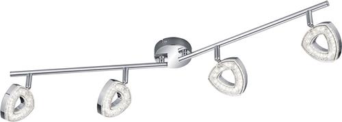 LED Plafondspot - Trion Turon - 16W - Warm Wit 3000K - 4-lichts - Rechthoek - Mat Chroom - Aluminium