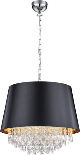 LED Hanglamp - Hangverlichting - Trion Lorena - E14 Fitting - Rond - Mat Zwart - Aluminium