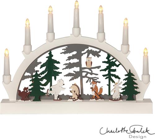 Star Trading LED kaarsenboog, Forest Friends, 7 lampjes, batterij, dierenmotieven, hout