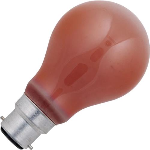 Schiefer Ba22d Gloeilamp | 60W Rood 60lm 230V | Dimbaar