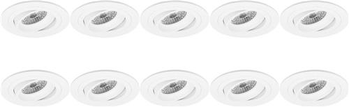 Spot Armatuur 10 Pack - Proma Alpin Pro - GU10 Inbouwspot - Rond - Wit - Aluminium - Kantelbaar - Ø92mm