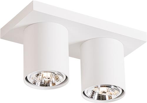 QAZQA tubo - Moderne Plafondspot | Spotje | Opbouwspot - 2 lichts - L 24 cm - Wit - Woonkamer | Slaapkamer | Keuken