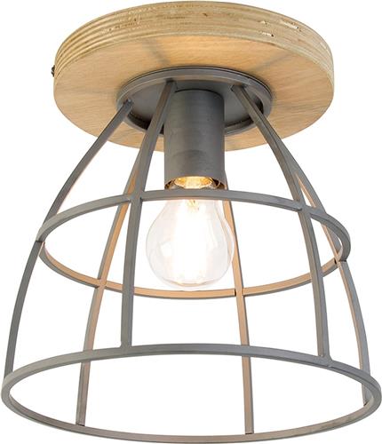 QAZQA arthur - Industriele Dimbare LED Smart Plafondlamp incl. wifi met Dimmer - 1 lichts - Ø 25 cm - Bruin - Industrieel - Woonkamer | Slaapkamer | Keuken