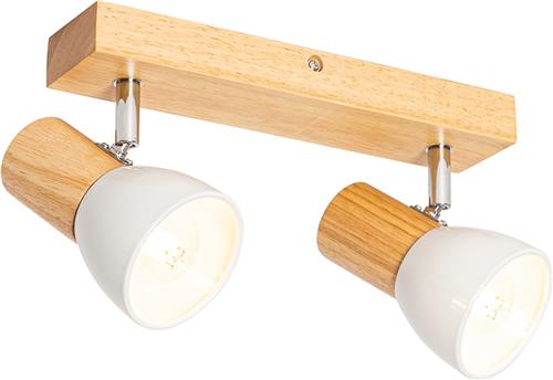 QAZQA thorin - Landelijke Plafondspot | Spotje | Opbouwspot - 2 lichts - L 33.1 cm - Naturel - Woonkamer | Slaapkamer | Keuken