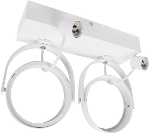 Dubbel Plafondspot armatuur - voor AR111 spots - GU10 fitting - Wit - Aluminium