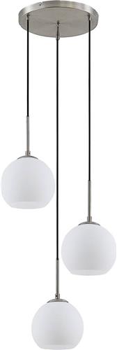 Lindby - hanglamp - 3lichts - Staal, glas - H: 17.5 cm - E27 - opaal, nikkel