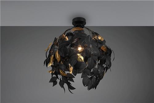 LED Plafondlamp - Plafondverlichting - Torna Lovy - E27 Fitting - 1-lichts - Rond - Mat Zwart/Goud - Aluminium