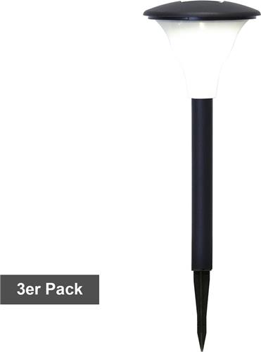 Star Trading Solar paalverlichting Faro, set van 3, padverlichting, zwart, batterij, schemersensor, warm wit, 26 cm