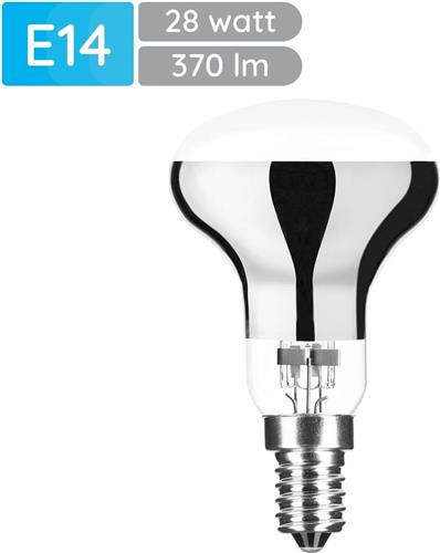 Modee E14 Halogeen Lamp Dimbaar 28W ECO - 370lm - 2700K - Warm Wit - ECO Halogeen Reflectorlamp R50