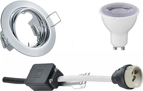 LED Spot Set - Torna - GU10 Fitting - Dimbaar - Inbouw Rond - Glans Chroom - 6W - Warm Wit 3000K - Kantelbaar Ø83mm