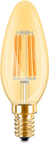 LED Lamp E14 Kaars Filament - Brinton - Amber 4W 360lm - 822 Zeer Warm Wit 2200K - C35 | Vervangt 32W