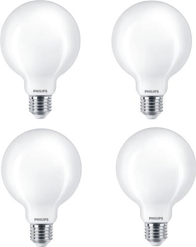 Doos 4 stuks Philips LED Globelamp G93 E27 7W 806lm 2700K Mat Niet-Dimbaar Ø9.3cm