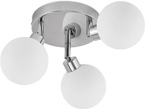 Lindby - Plafondlamp badkamer - 3lichts - Staal, glas - H: 15 cm - G9 - chroom