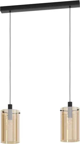 EGLO Polverara Hanglamp - 2 lichts - E27 - Glas - Zwart