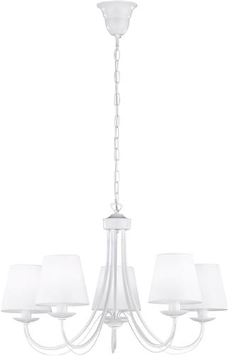 LED Hanglamp - Hangverlichting - Torna Citra - E14 Fitting - 5-lichts - Rond - Mat Wit - Aluminium