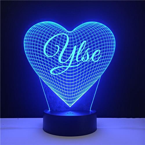 3D LED Lamp - Hart Met Naam - Ylse