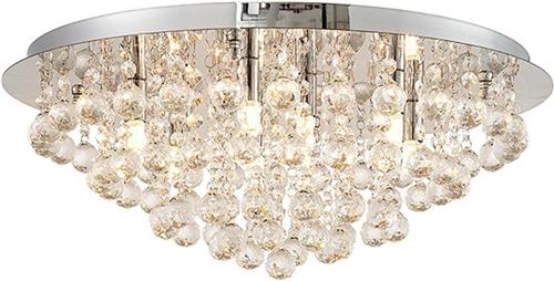 Lindby - plafondlamp - 8lichts - staal, kristal - H: 25 cm - G9 - chroom