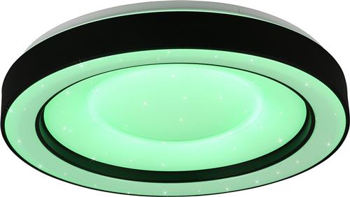 LED Plafondlamp - Plafondverlichting - Torna Aroma - 22W - RGBW - Dimbaar - Aanpasbare Kleur - Afstandsbediening - Sterlicht -  Rond - Mat Zwart - Kunststof