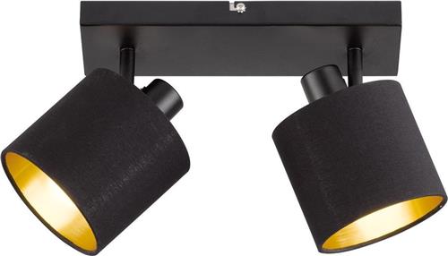 LED Plafondspot - Plafondverlichting - Trion Torry - E14 Fitting - 2-lichts - Rechthoek - Mat Zwart - Aluminium