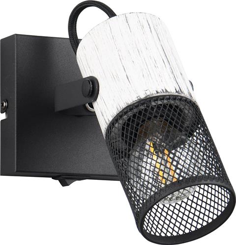 LED Wandspot - Torna Josh - E14 Fitting - 1-lichts - Rond - Zwart Wit - Metaal
