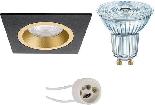 LED Spot Set - OSRAM Parathom PAR16 940 36D - Proma Rodos Pro - GU10 Fitting - Dimbaar - Inbouw Vierkant - Mat Zwart/Goud - 3.7W - Natuurlijk Wit 4000K - 93mm