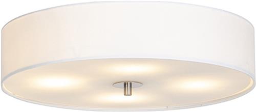 QAZQA drum - Moderne Plafondlamp met kap - 4 lichts - Ø 500 mm - Crème - Woonkamer | Slaapkamer | Keuken