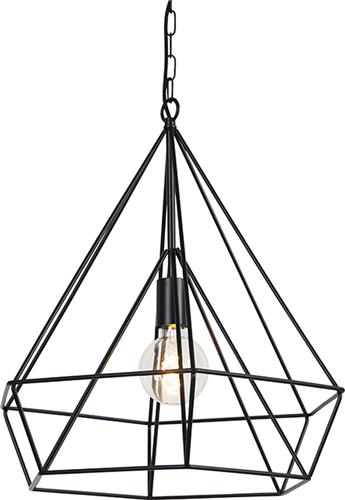 QAZQA karkass - Design Hanglamp eettafel - 1 lichts - Ø 51 cm - Zwart - Industrieel - Woonkamer | Slaapkamer | Keuken