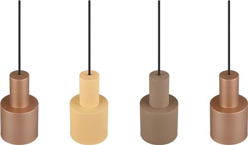 LED Hanglamp - Torna Agido - E27 Fitting - 4-lichts - Zwart met Multicolor Lampenkap