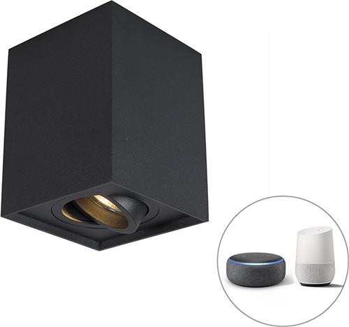 QAZQA quadro - Moderne Dimbare LED Smart Plafondspot | Spotje | Opbouwspot incl. wifi met Dimmer - 1 lichts - L 9.6 cm - Zwart - Woonkamer | Slaapkamer | Keuken