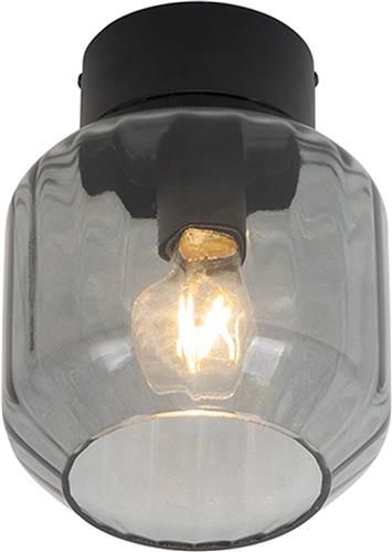 QAZQA stiklo - Moderne Plafondlamp - 1 lichts - Ø 175 mm - Zwart - Woonkamer | Slaapkamer | Keuken