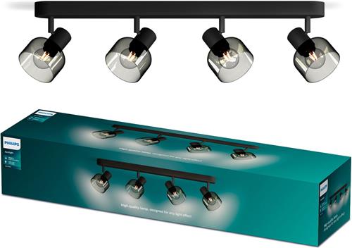 Philips Sleet Spot - Plafondspot met vier lichtpunten - Met gerookt glas - Kleine fitting E14