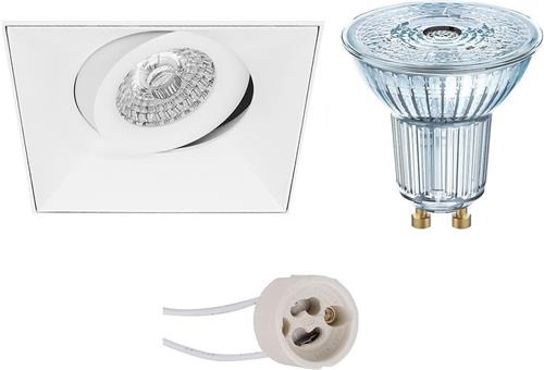 LED Spot Set - OSRAM Parathom PAR16 940 36D - Pragmi Nivas Pro - GU10 Fitting - Dimbaar - Inbouw Vierkant - Mat Wit - 3.7W - Natuurlijk Wit 4000K - Trimless - Kantelbaar - 150mm