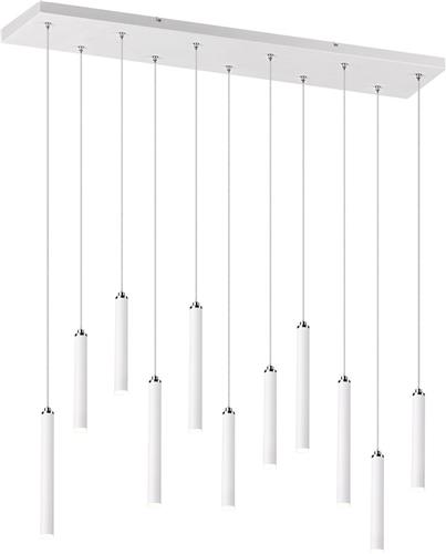 LED Hanglamp - Torna Tular - 22W - Warm Wit 3000K - Dimbaar - Rechthoek - Mat Wit - Aluminium
