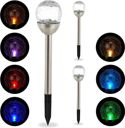 Relaxdays solar tuinverlichting zonne energie - 3 stuks - solarlampen kleurverandering