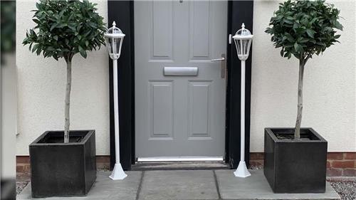 Set van 2 Luxform Kensington lantaarnpaal wit op zonne-energie van 1,3 m