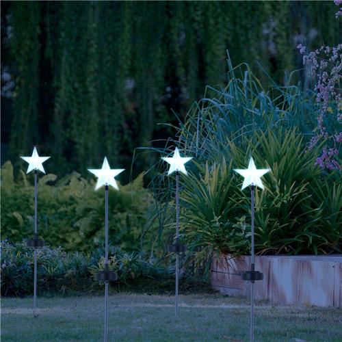 Solar priklamp Star - Kerstverlichting voor buiten - Tuinverlichting op zonne-energie - Warm wit licht - RVS