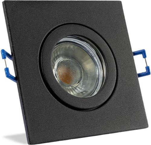 IP44 LED Inbouwspot Nyla - badkamer of buiten - Vierkante spot - Zwart - Koel Wit - 4000K - 4Watt - Philips