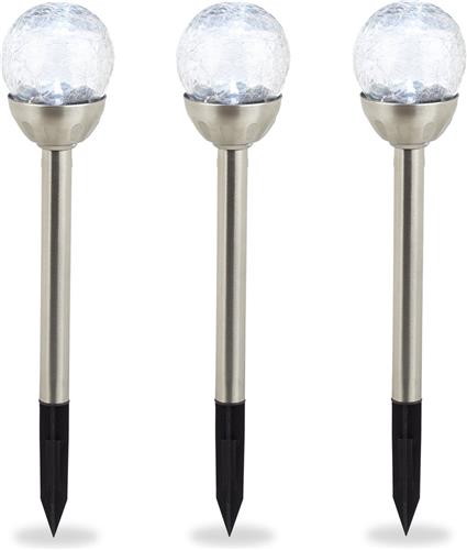 Relaxdays solar tuinverlichting zonne energie - led - wit licht - 3 stuks - solarlamp
