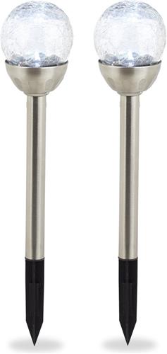 Relaxdays solar tuinverlichting zonne energie - led - wit licht - 2 stuks - solarlamp