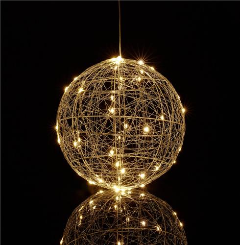 Relaxdays LED lichtbol - kerst - Ø 25 cm - staand of hangend - lang snoer - decoratie