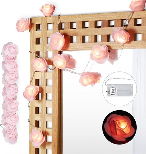 Relaxdays 2 x rozen lichtsnoer - lichtslang - lichtketting - bloemen - LED verlichting