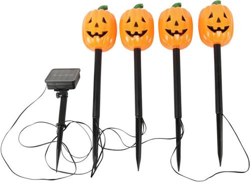 Solar Halloween priklampjes set Dynia - 4 lampjes aan 1 snoer - Pompoen Halloweenverlichting - Tuinverlichting op zonne-energie