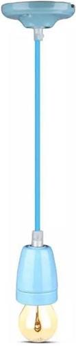 Retro porseleinen lamp - BLAUW - E27 fitting - pendel