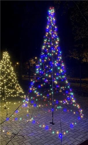 Distri-Cover SMART vlaggenmast kerstboom - 4 meter  640 Dual LED verlichting: warm wit & multicolour - app-bediening: 10 licht-functies, timer, dimmer