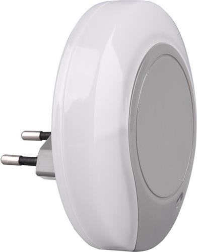 Stekkerlamp - Stekkerspot met Dag en Nacht Sensor Incl. Schakelaar - Trion Jiko - 0.4W - Warm Wit 3000K - Rond - Mat Grijs - Kunststof