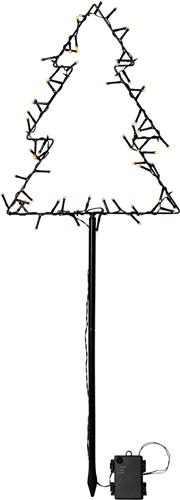 Star Trading LED Kerstboom Spiky vanStar Trading, metalen kerstboom in zwart met warm witte verlichting, voor buitengebruik met grondpin, timer, hoogte: 90 cm, IP44